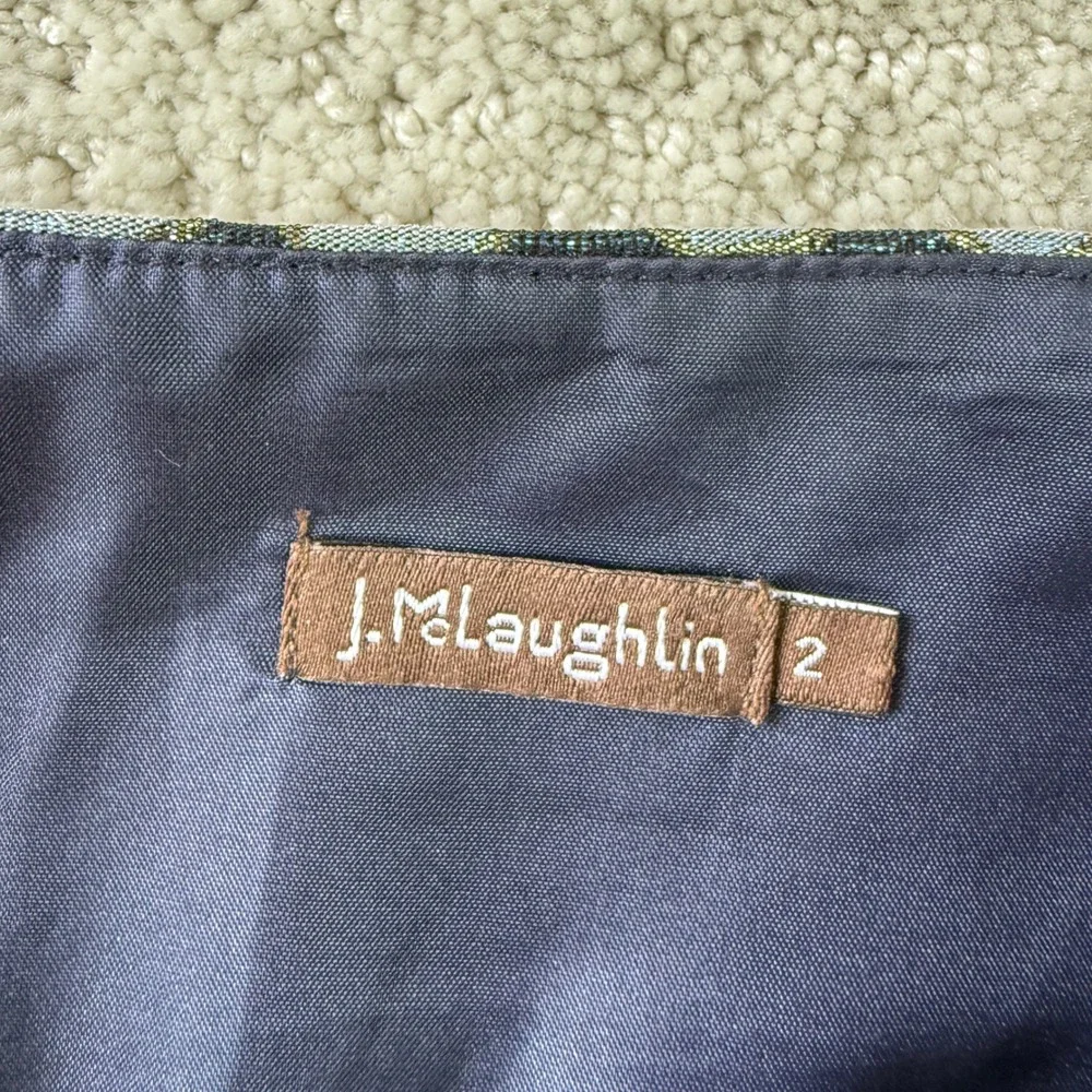 J.McLaughlin Mini Skirt Womens 2 Silver Gold Metallic Honeycomb Jacquard A-Line